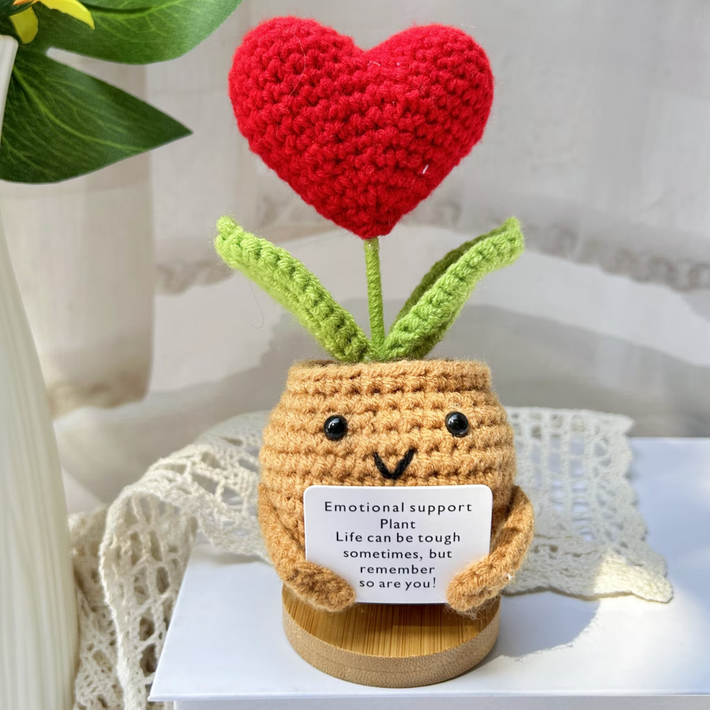 Handmade Emotional Support Plant With Red Heart