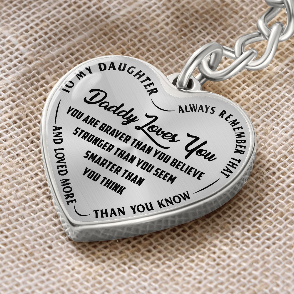 Daddy Loves You - Heart Keychain