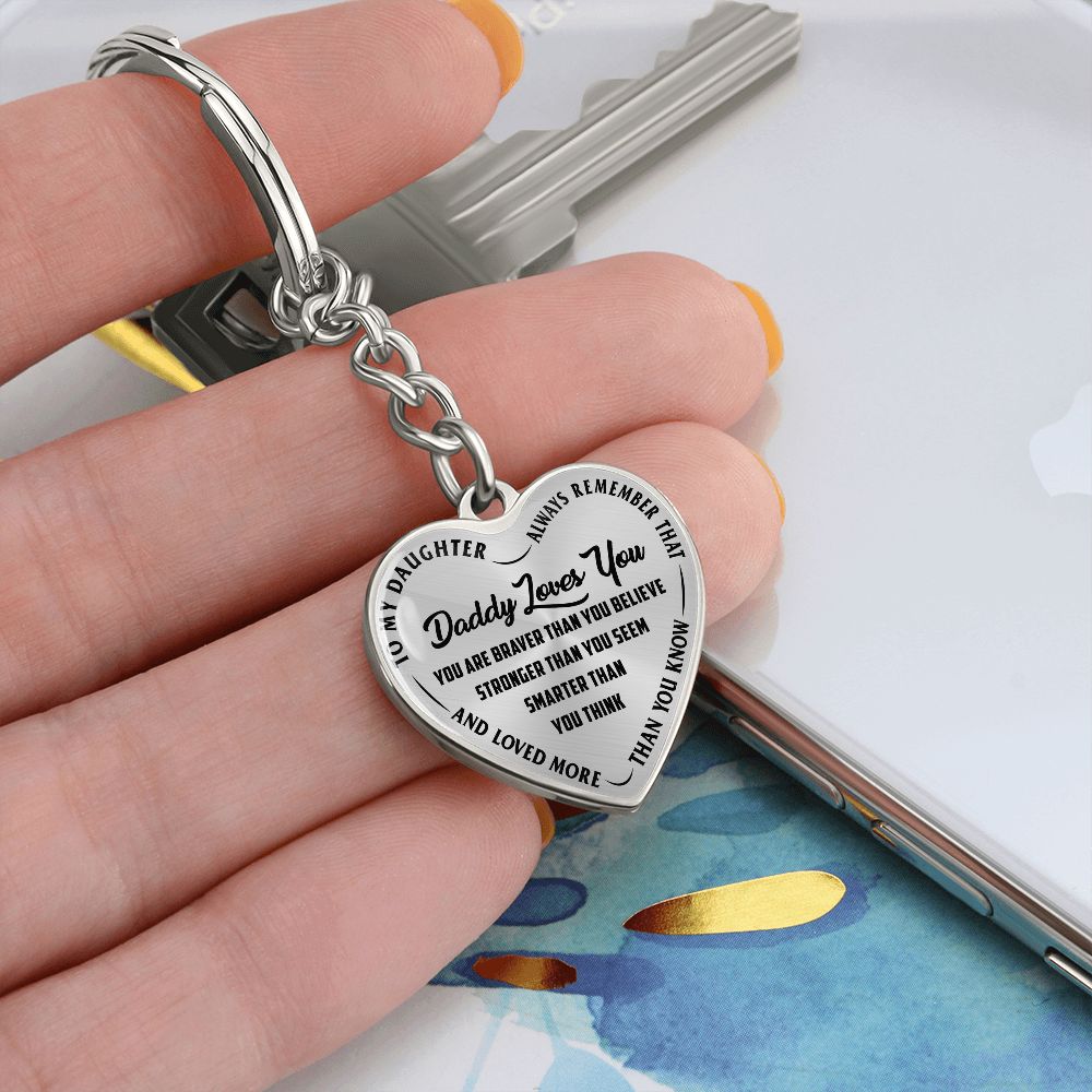 Daddy Loves You - Heart Keychain