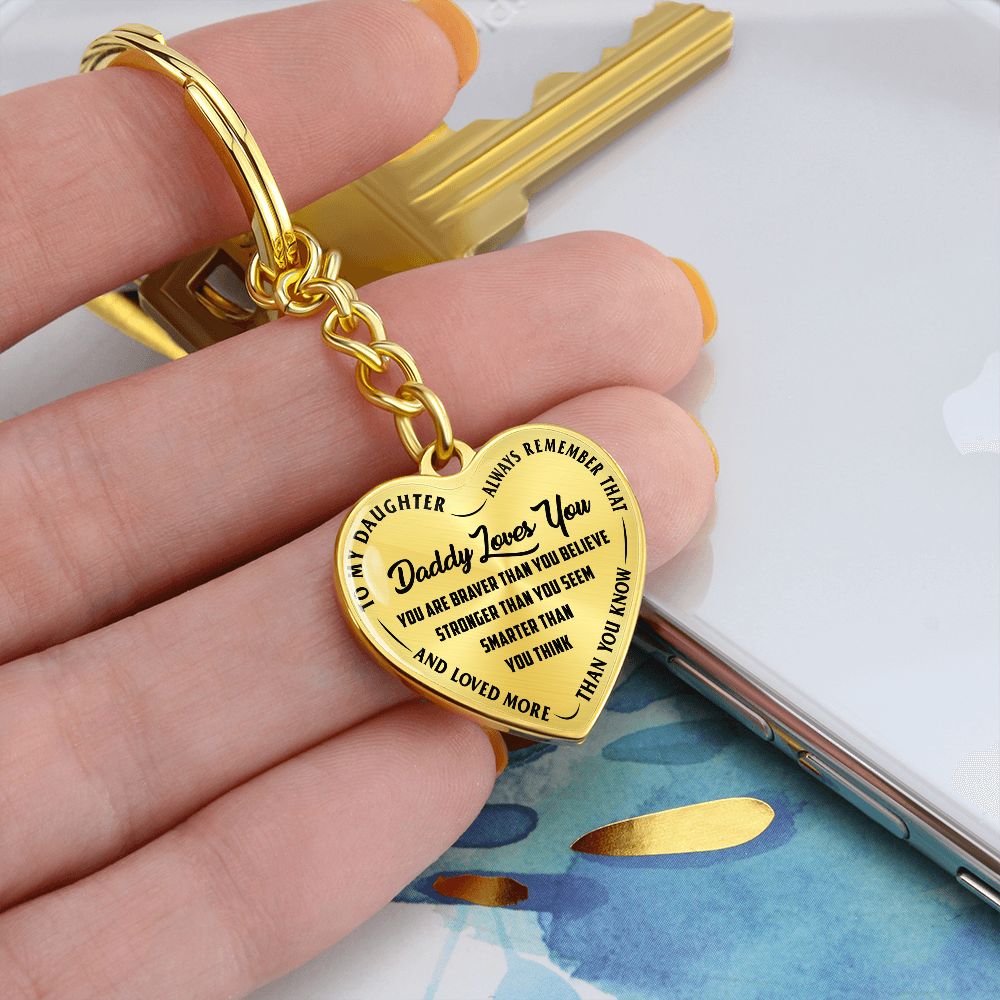 Daddy Loves You - Heart Keychain
