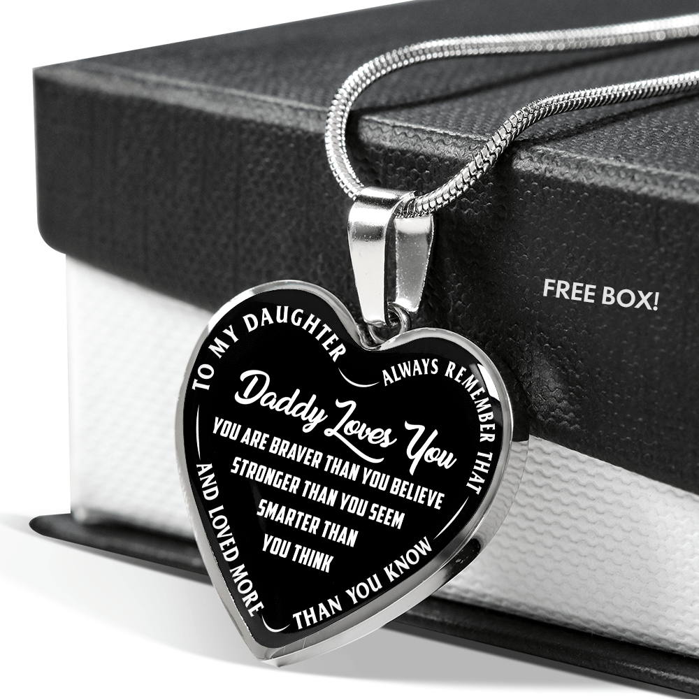 Daughter - You Are Braver - Heart Pendant Necklace