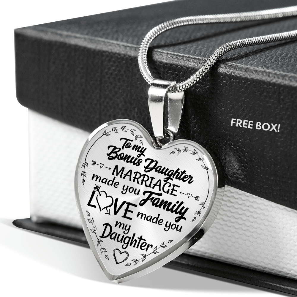 To My Bonus Daughter - Heart Pendant Necklace