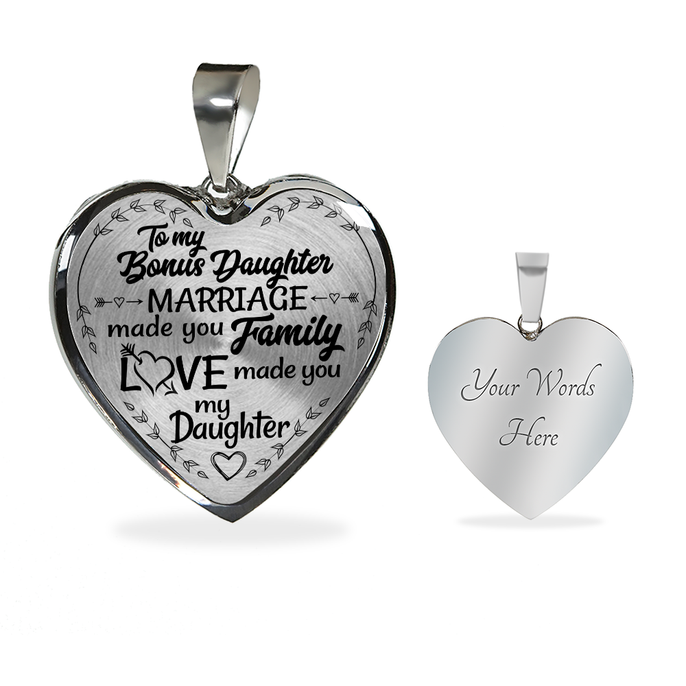 To My Bonus Daughter - Heart Pendant Necklace