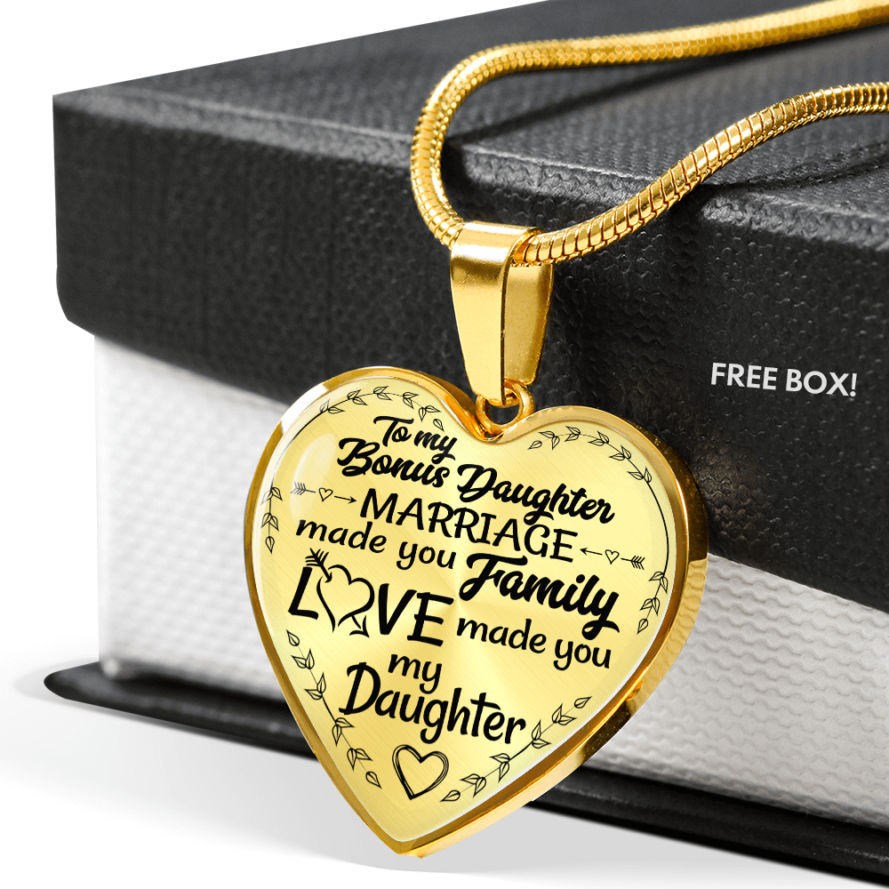 To My Bonus Daughter - Heart Pendant Necklace
