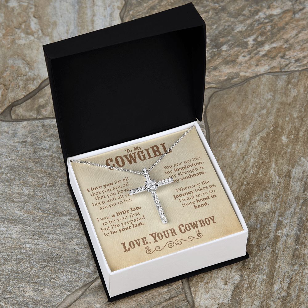 To My Cowgirl - CZ Cross Necklace