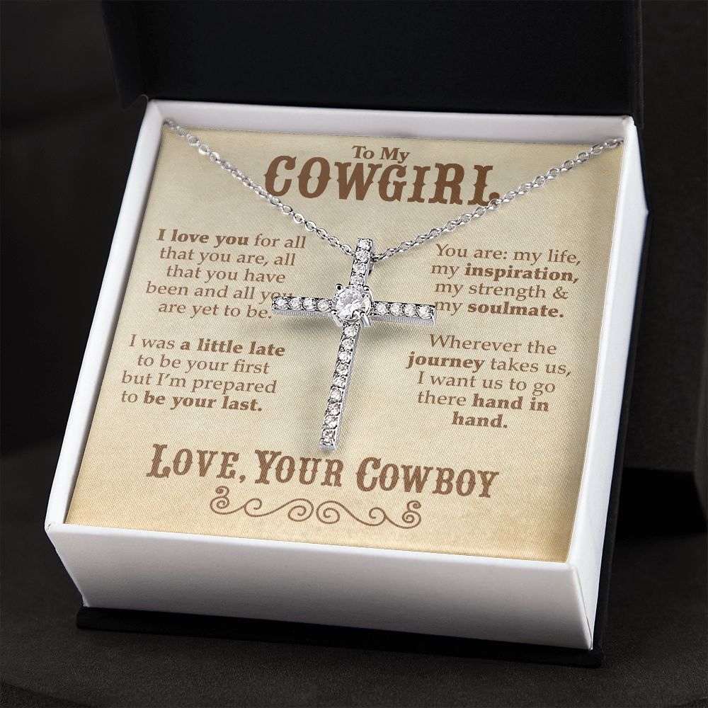To My Cowgirl - CZ Cross Necklace