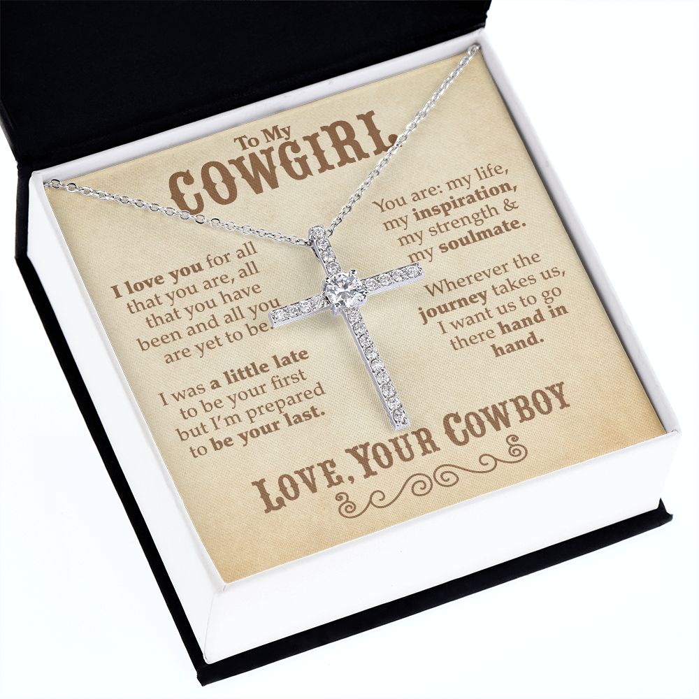 To My Cowgirl - CZ Cross Necklace