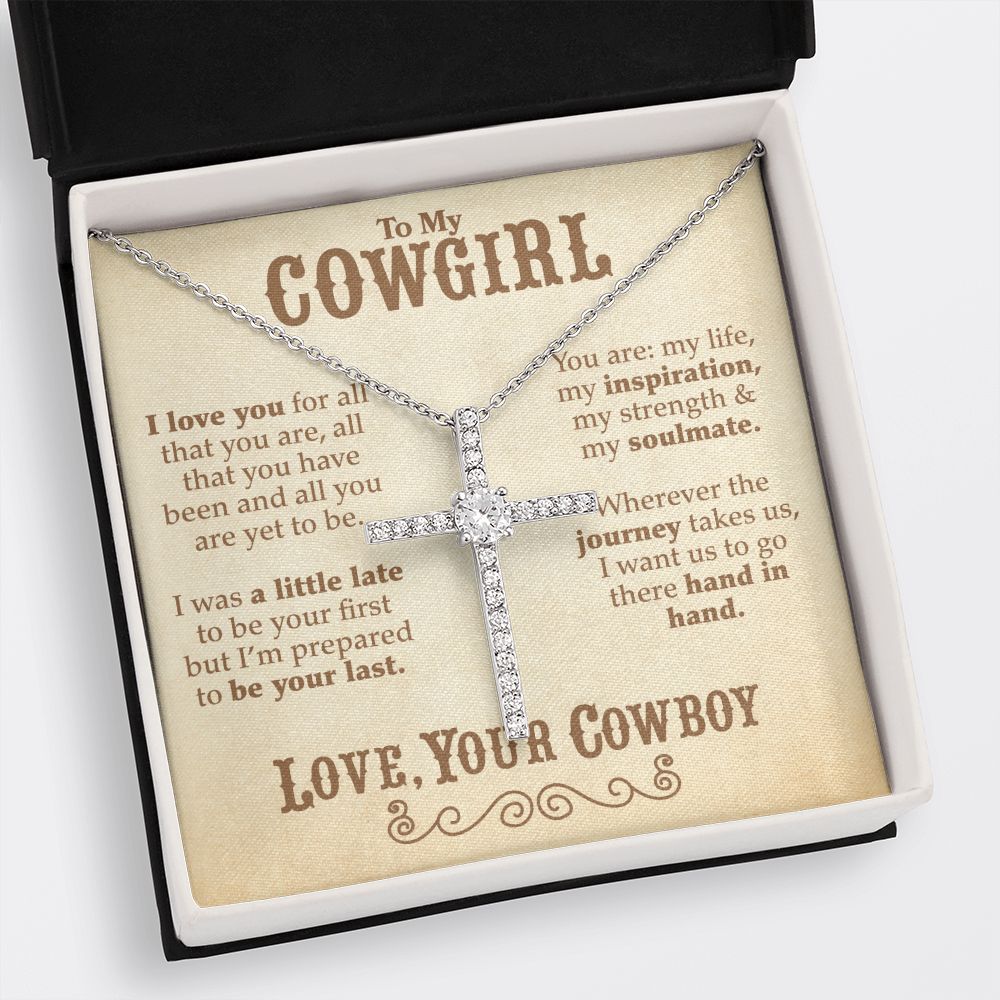 To My Cowgirl - CZ Cross Necklace