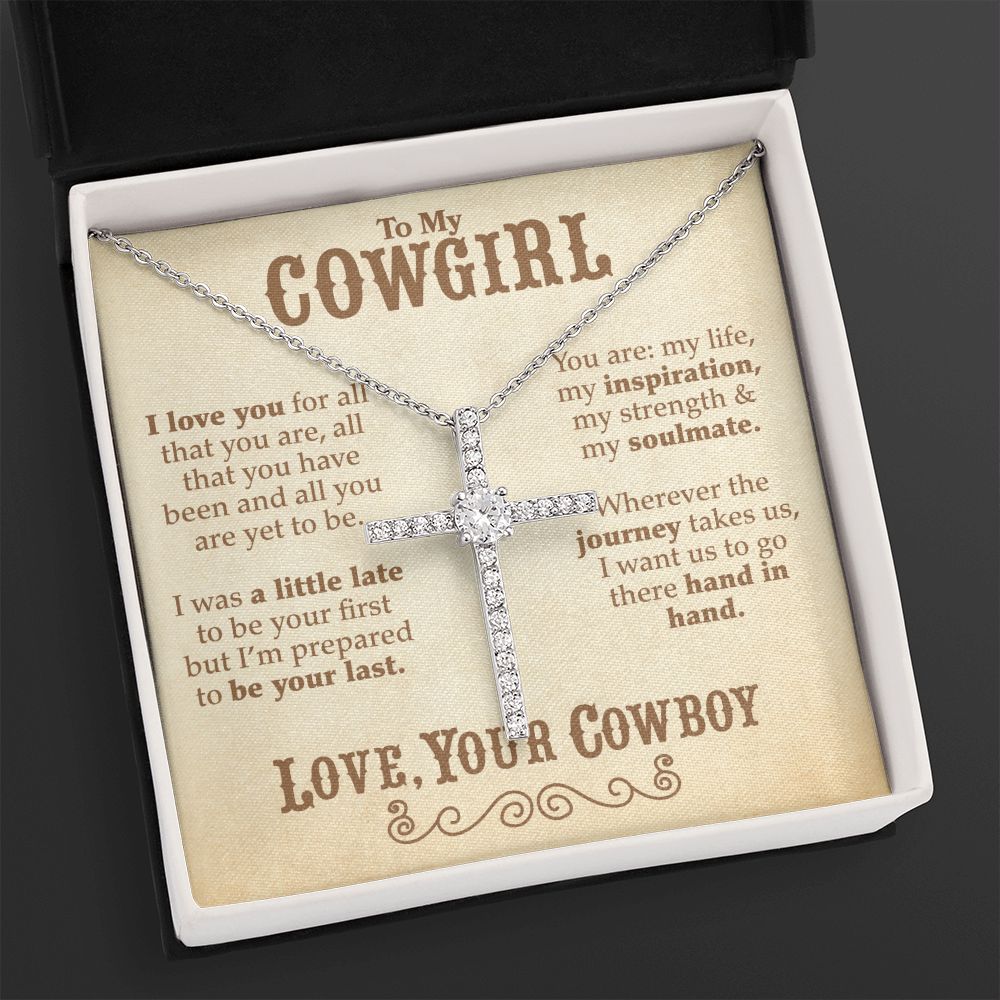 To My Cowgirl - CZ Cross Necklace