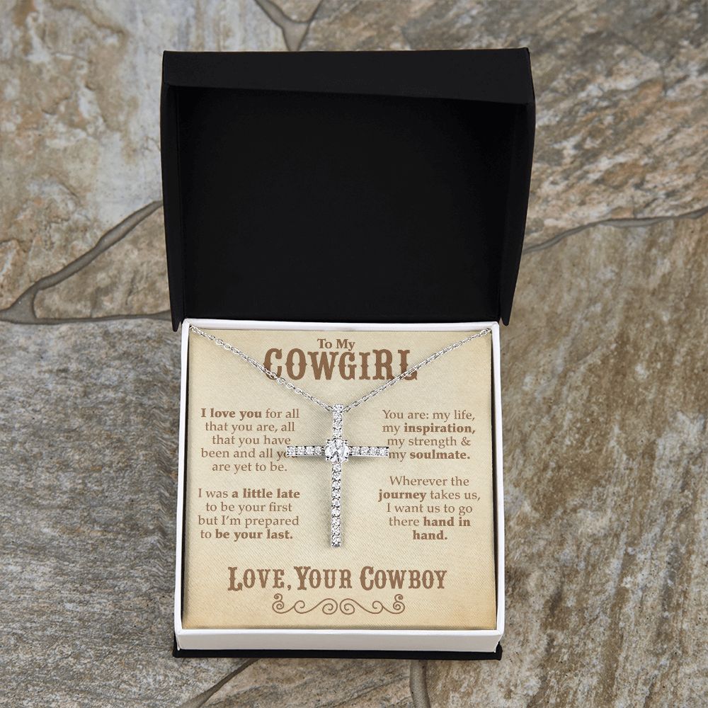To My Cowgirl - CZ Cross Necklace