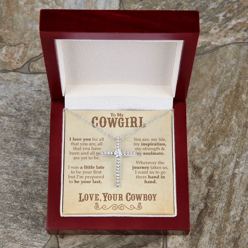 To My Cowgirl - CZ Cross Necklace