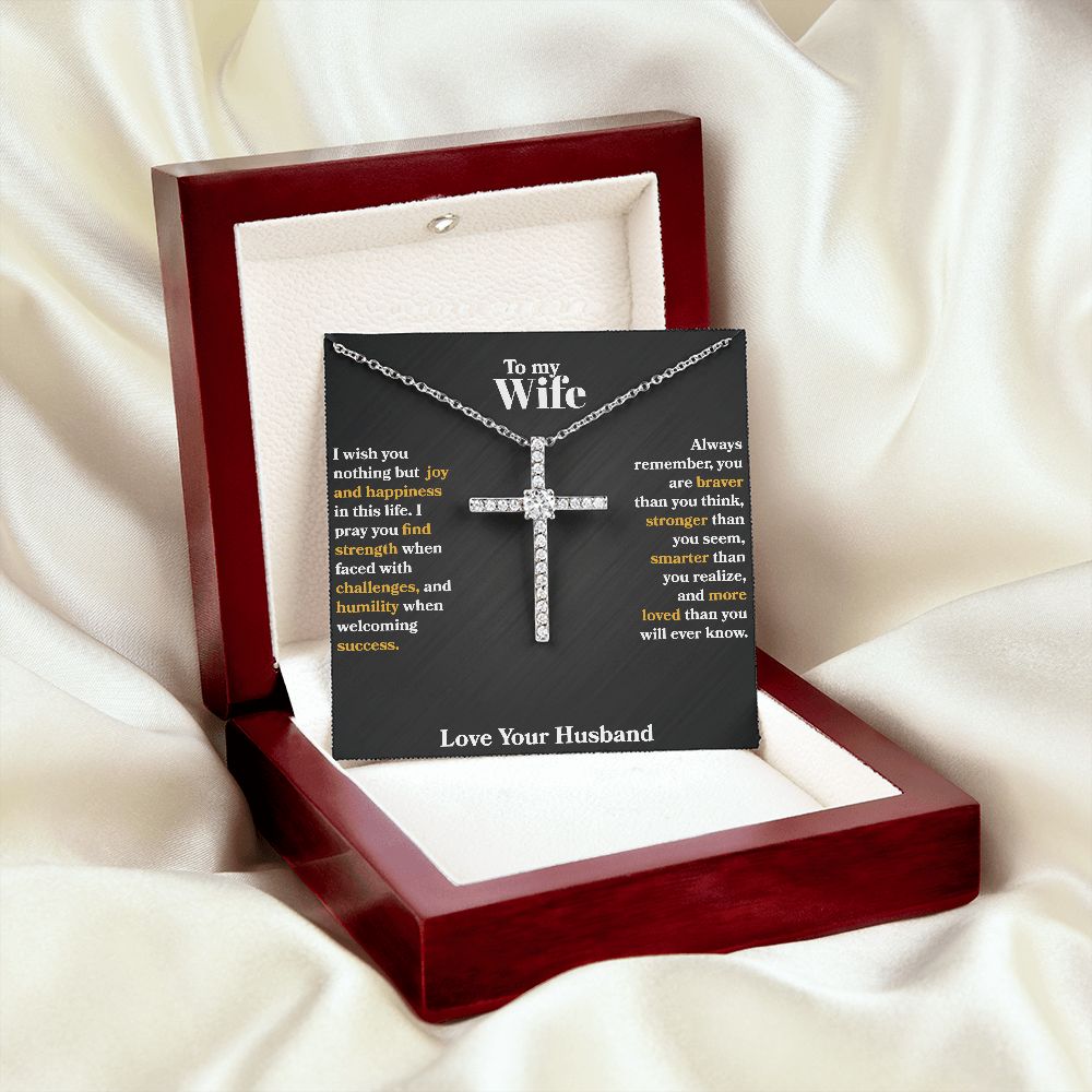 Wife - I Wish You Nothing But Joy - CZ Cross Necklace