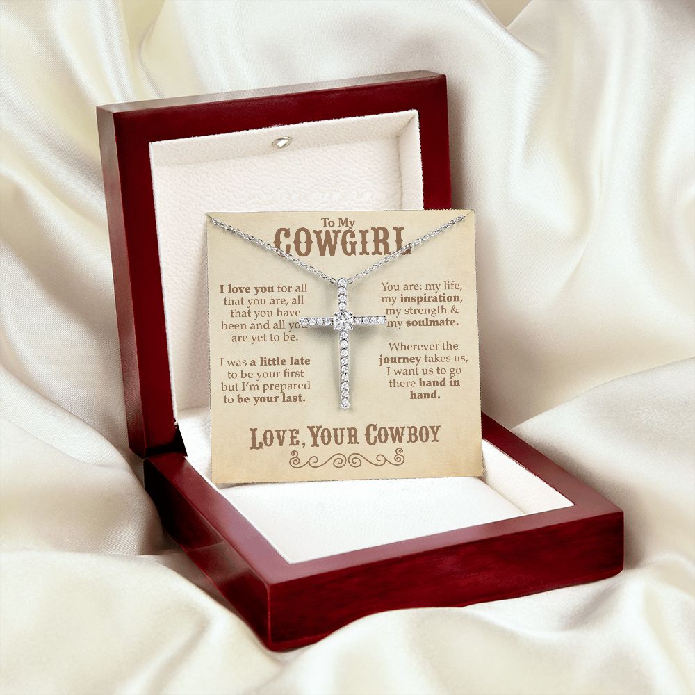 To My Cowgirl - CZ Cross Necklace
