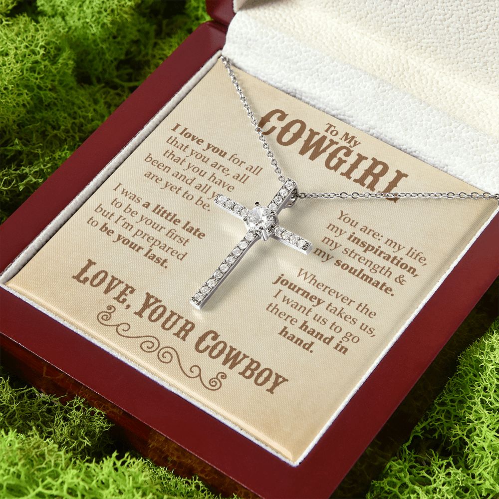 To My Cowgirl - CZ Cross Necklace