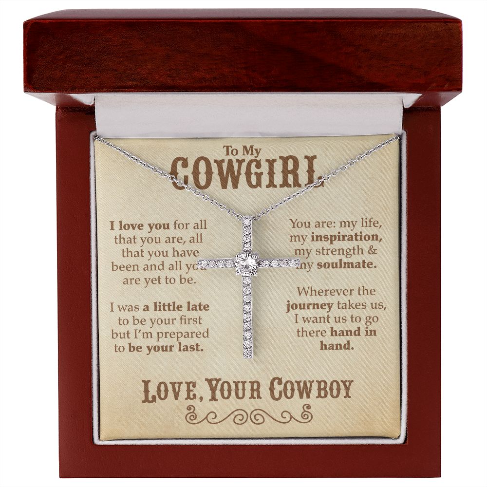 To My Cowgirl - CZ Cross Necklace