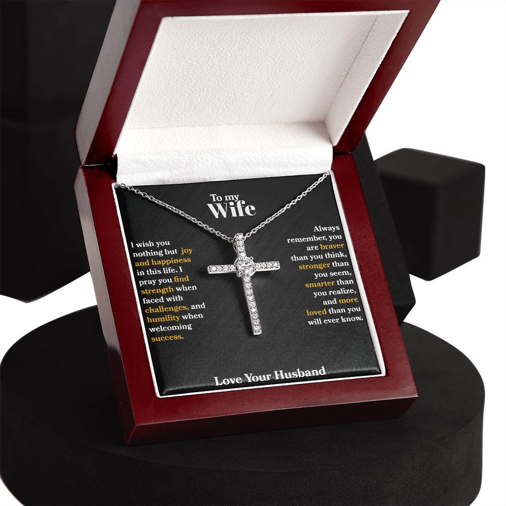 Wife - I Wish You Nothing But Joy - CZ Cross Necklace