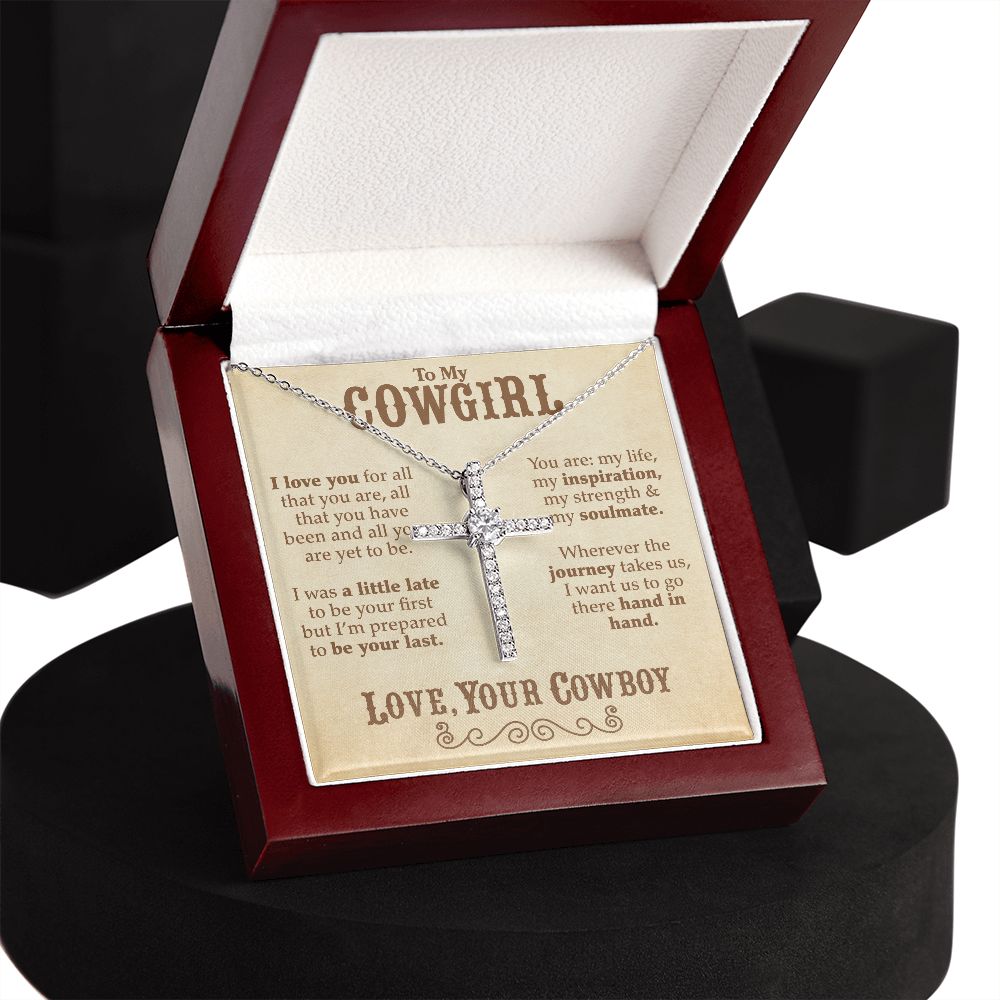 To My Cowgirl - CZ Cross Necklace