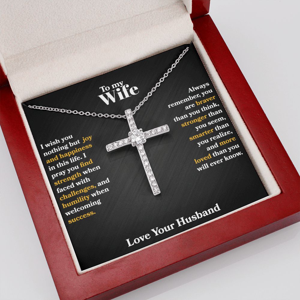 Wife - I Wish You Nothing But Joy - CZ Cross Necklace