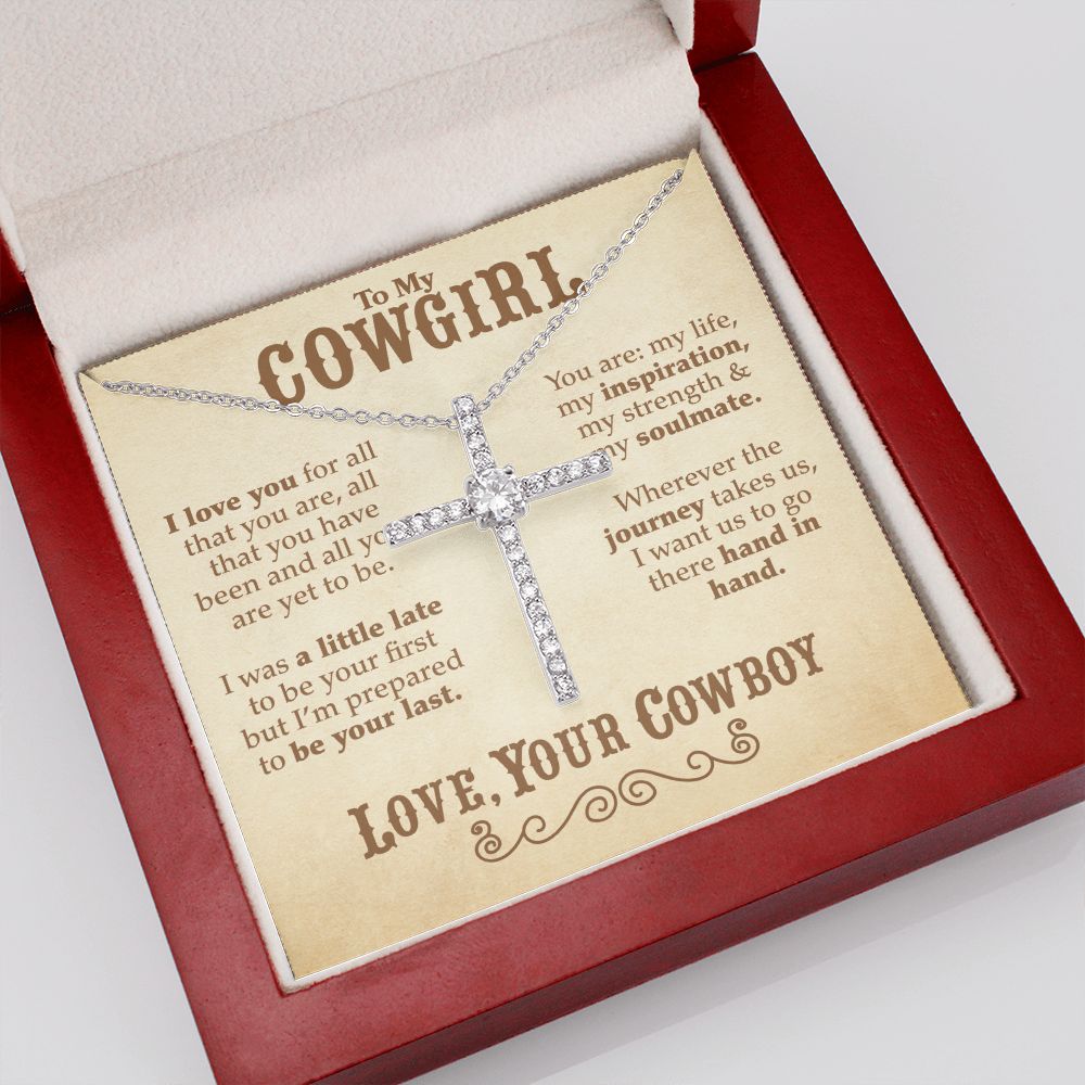 To My Cowgirl - CZ Cross Necklace