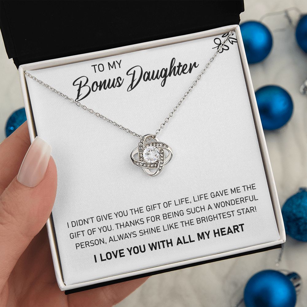 To My Bonus Daughter - Love Knot Necklace