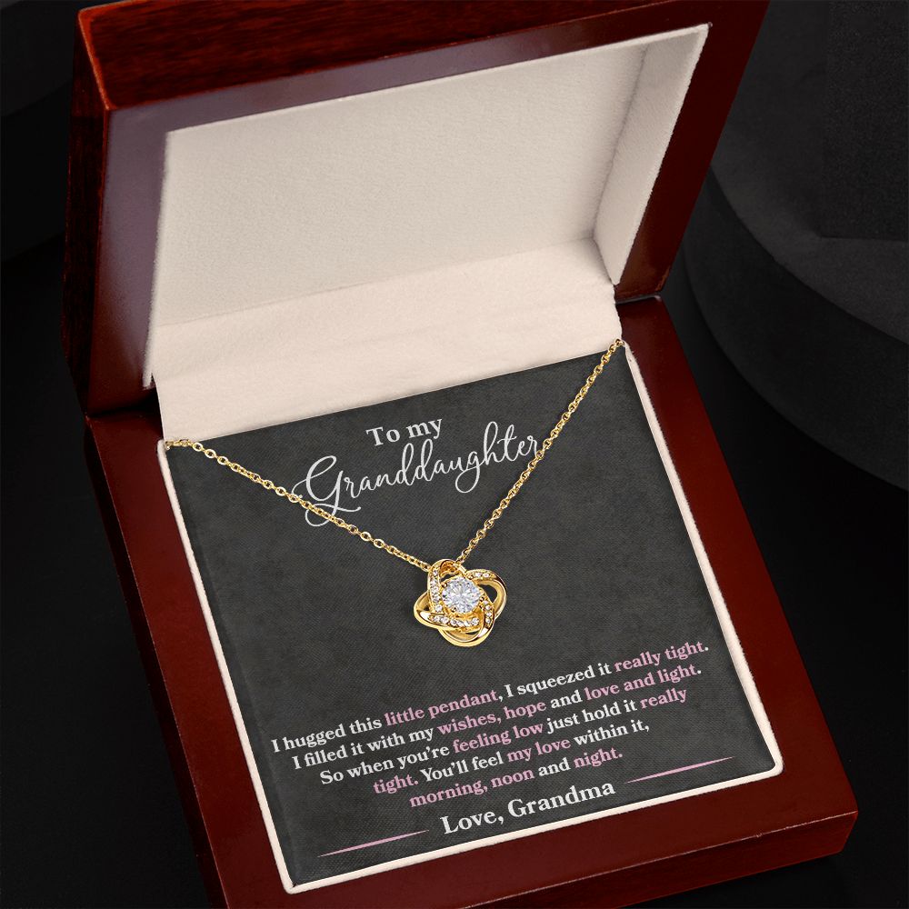 Granddaughter - I Hugged This Little Pendant - Love Grandma - Love Knot Necklace