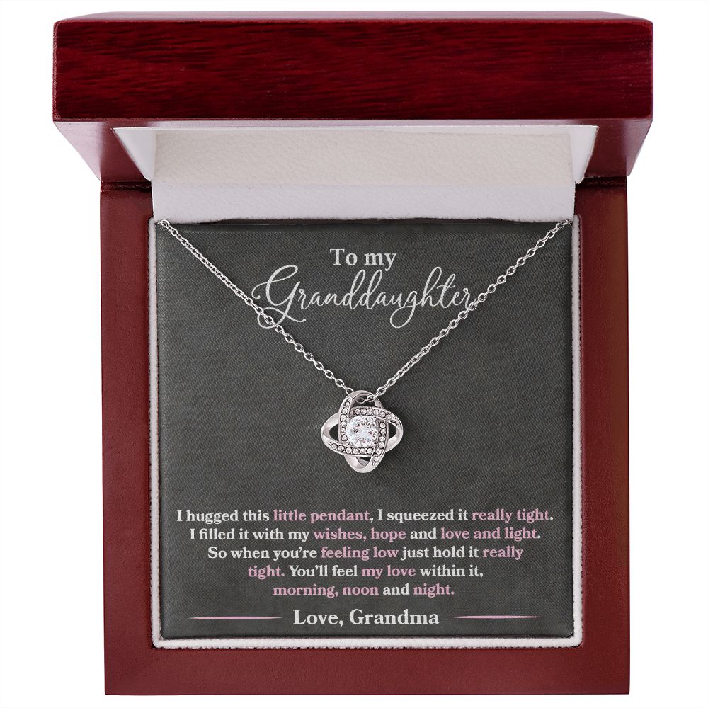 Granddaughter - I Hugged This Little Pendant - Love Grandma - Love Knot Necklace
