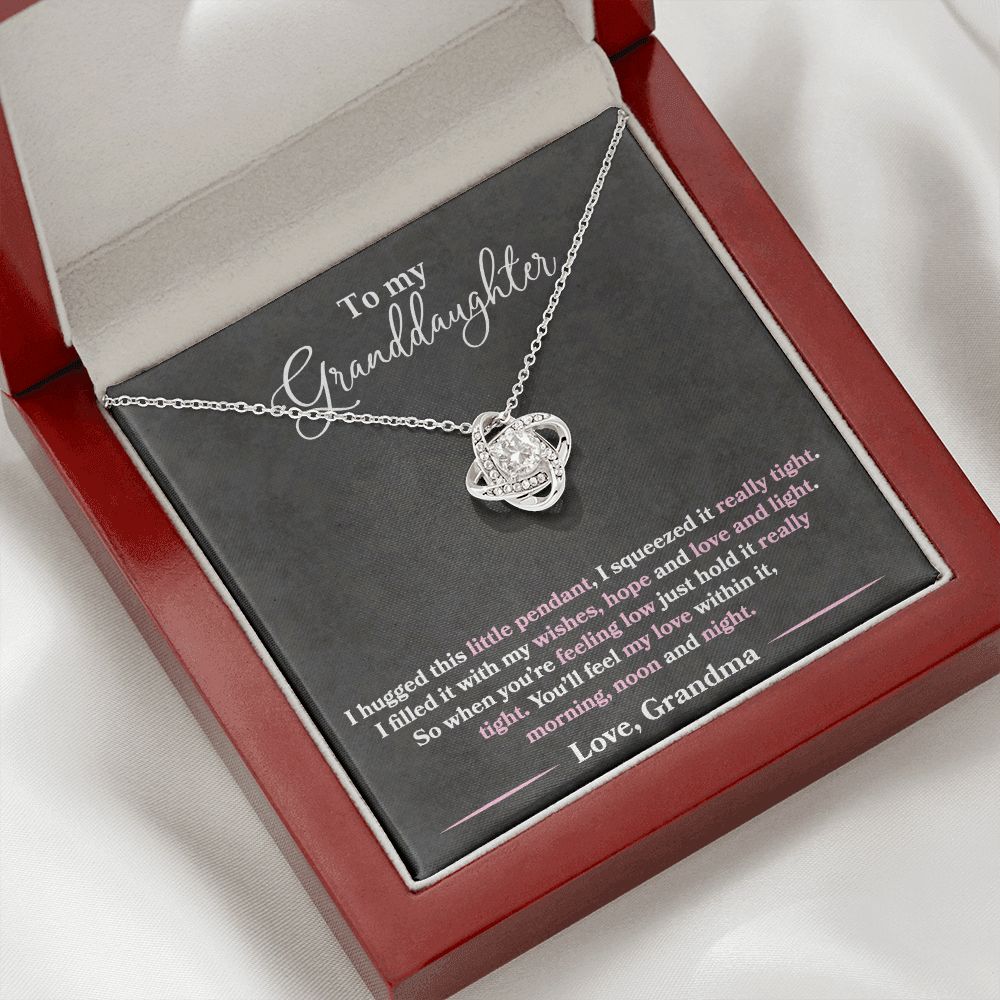 Granddaughter - I Hugged This Little Pendant - Love Grandma - Love Knot Necklace