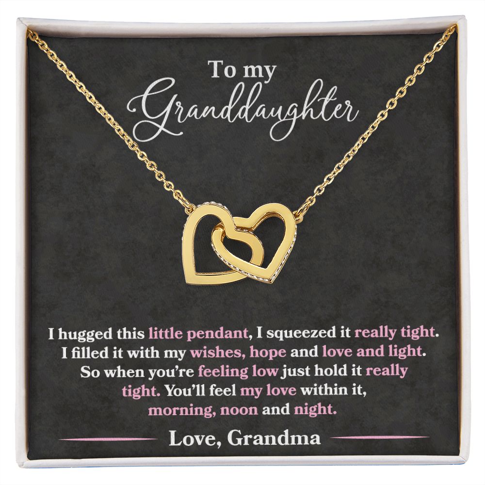 Granddaughter - I Hugged This Little Pendant - Love Grandma - Interlocking Hearts Necklace