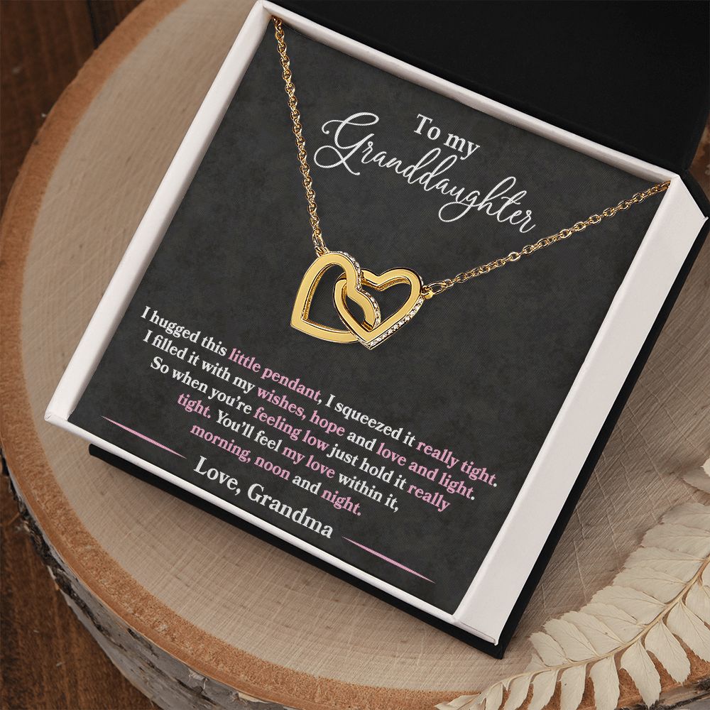 Granddaughter - I Hugged This Little Pendant - Love Grandma - Interlocking Hearts Necklace