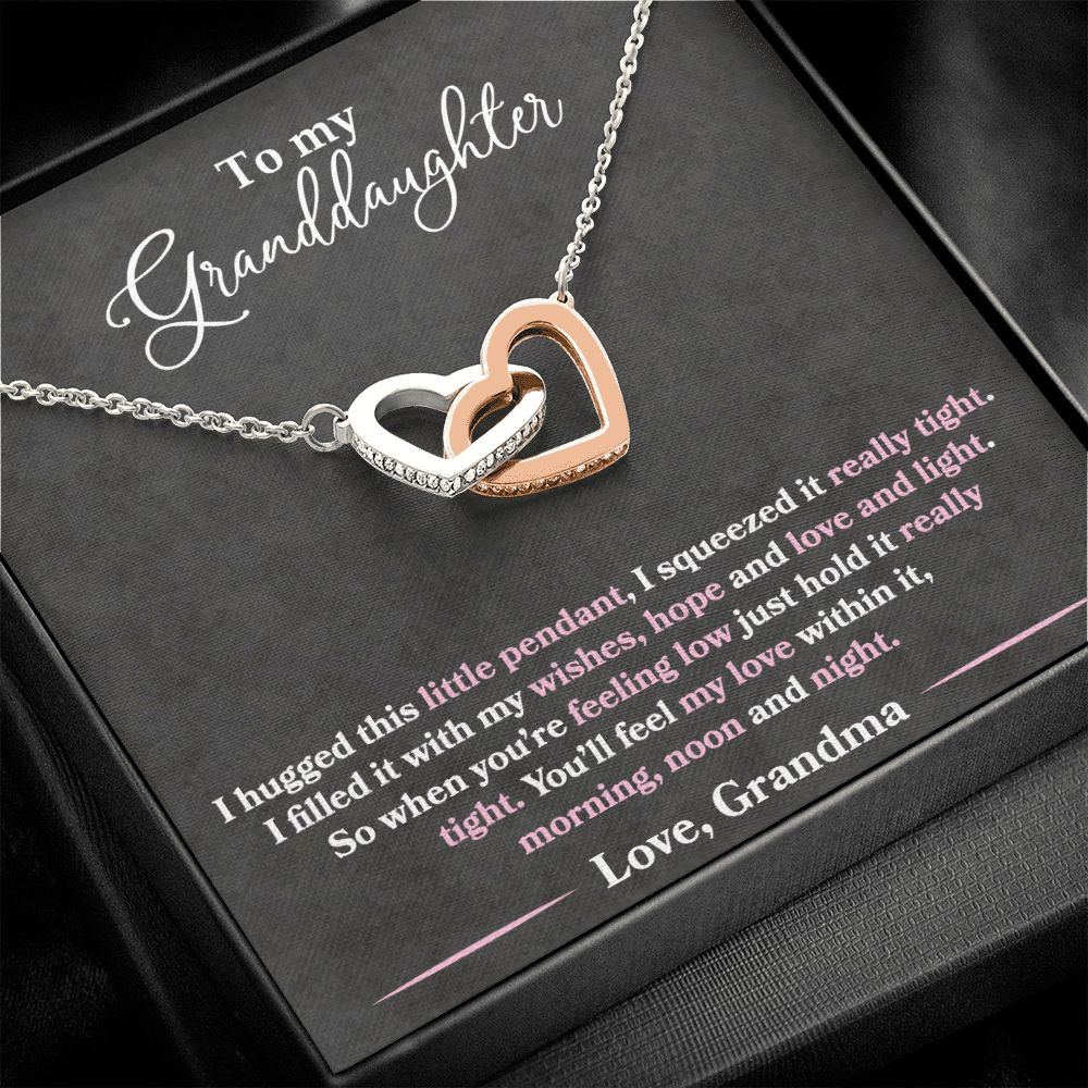 Granddaughter - I Hugged This Little Pendant - Love Grandma - Interlocking Hearts Necklace