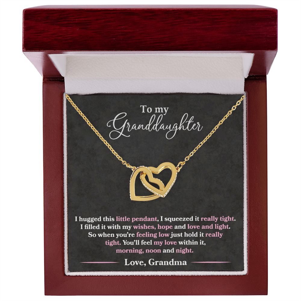 Granddaughter - I Hugged This Little Pendant - Love Grandma - Interlocking Hearts Necklace