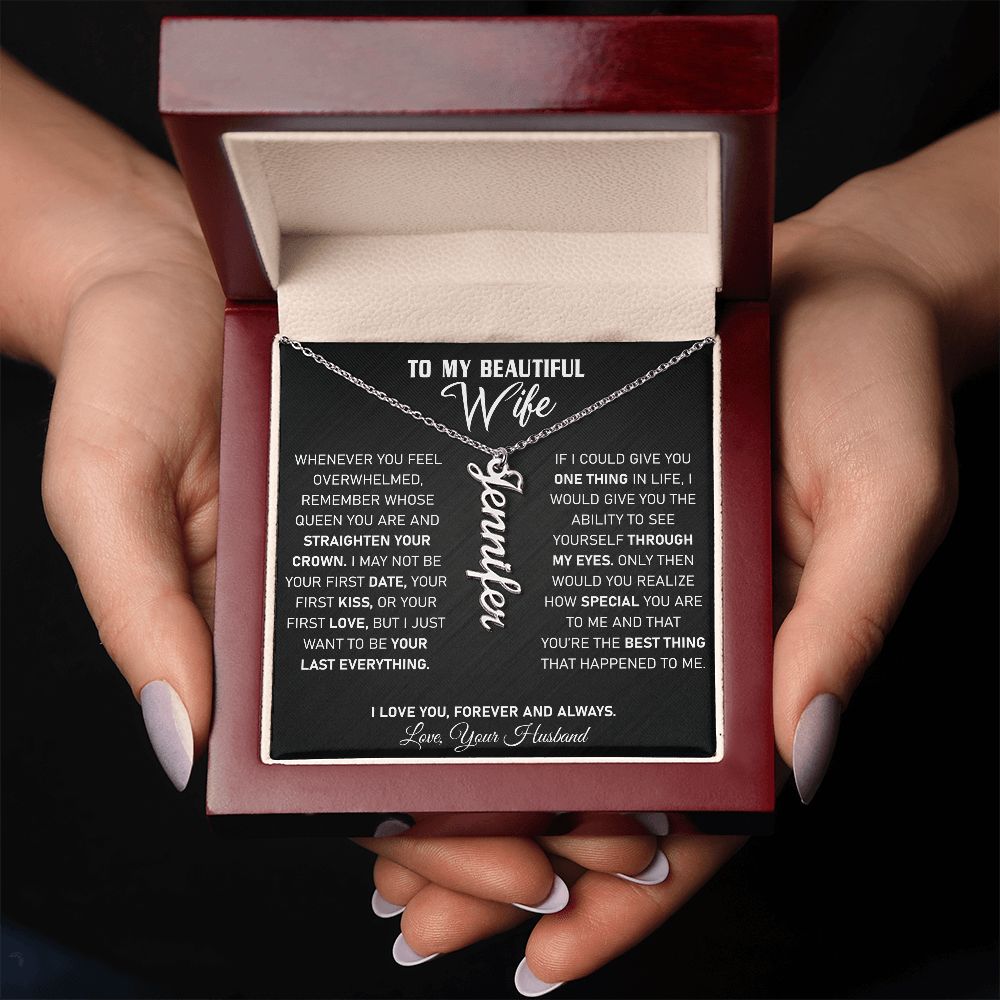 Wife - If I Could Give You One Thing - Vertical Name Necklace