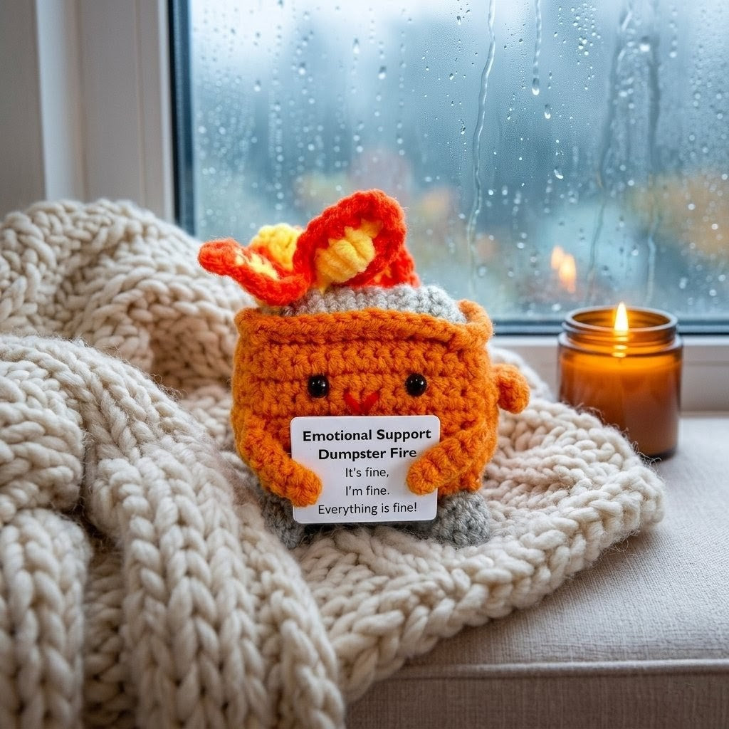 Handmade Emotional Support Dumpster Fire Sunny