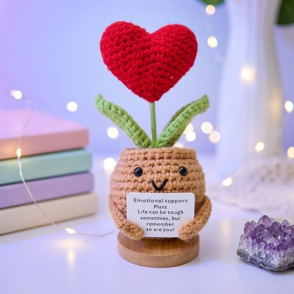 Handmade Emotional Support Plant With Red Heart